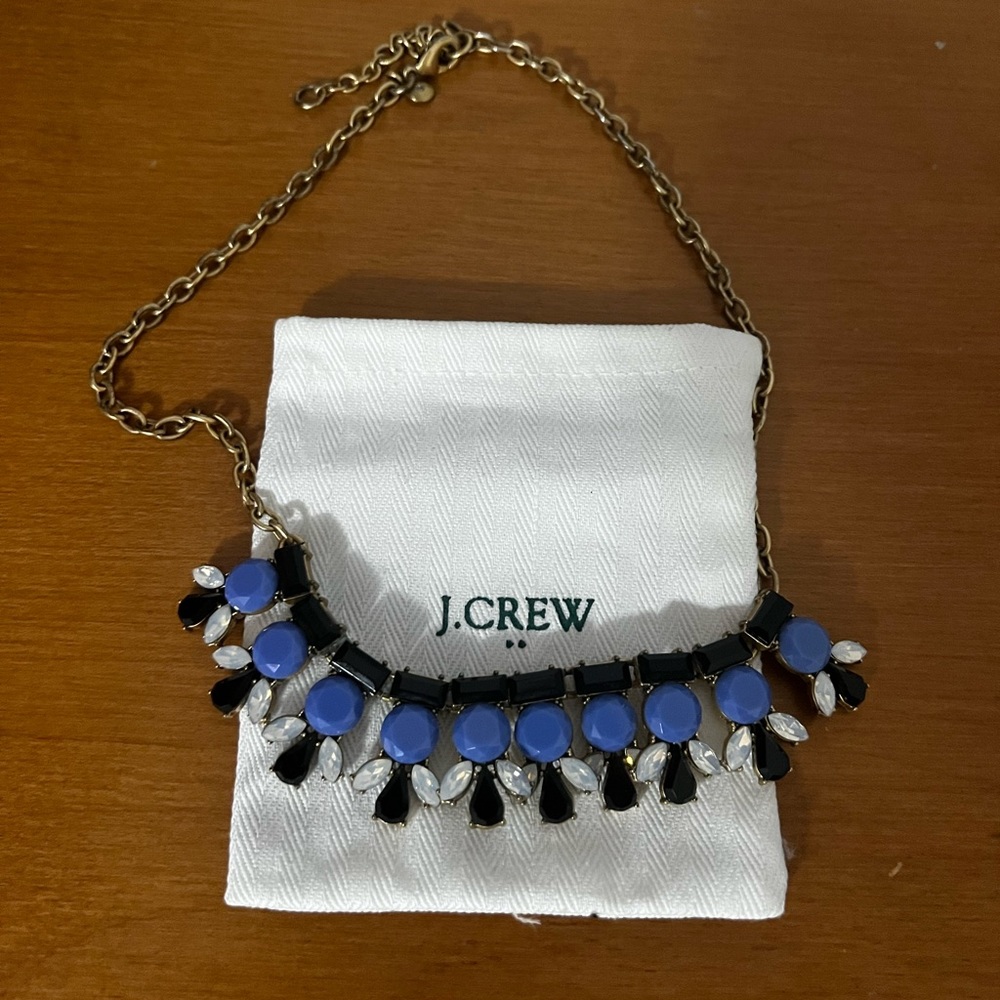 J.Crew Blue and Dark Blue Crystal Necklace